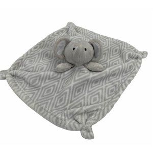 Grey Elephant 13" Lovey Security Baby Blanket Plush Stuffed Animal Minky Diamond